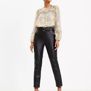 Ann Taylor Vegan Leather Belted Ankle Pants